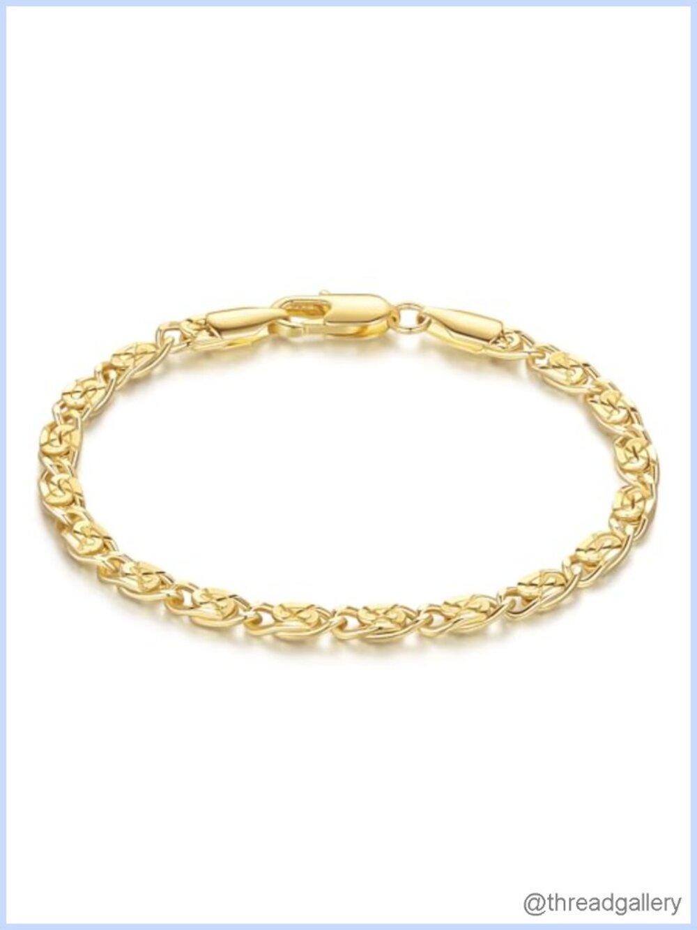 14k Gold Plated Chain Bracelet for Women Dainty Cuban Link Stackable